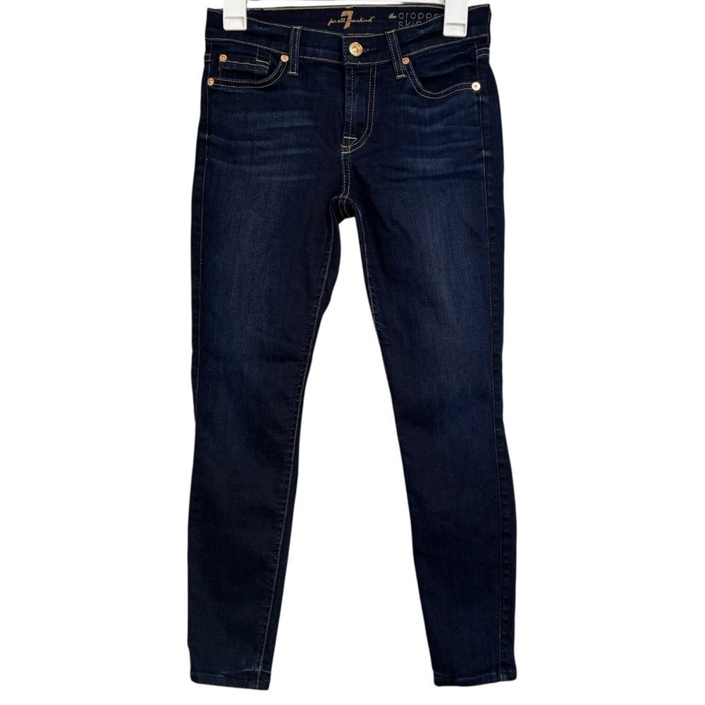 7 For All Mankind The Cropped Skinny Dark Wash Blue Jeans Size 25